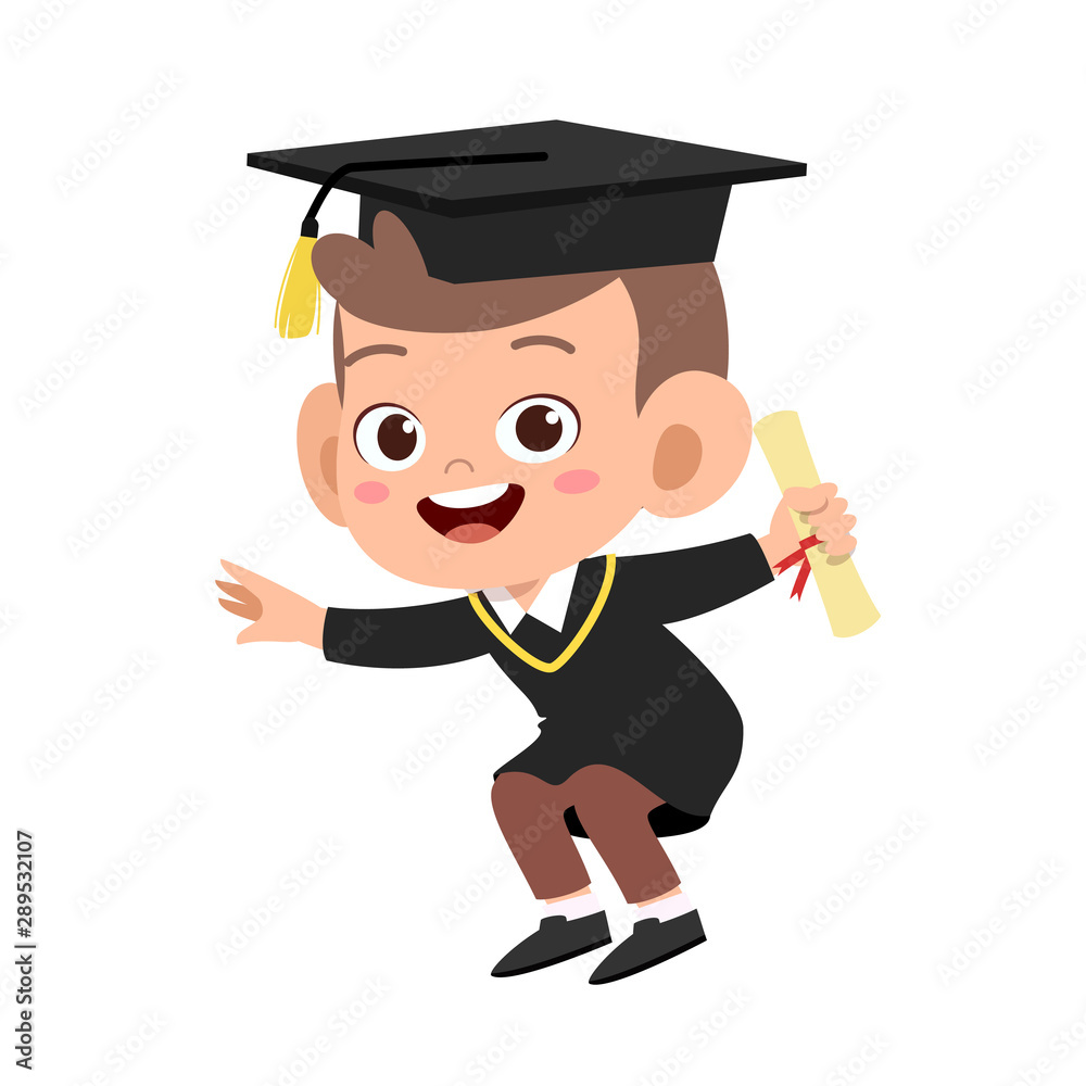 happy cute kid jump graduation vector design happy cute kid jump graduation vector design