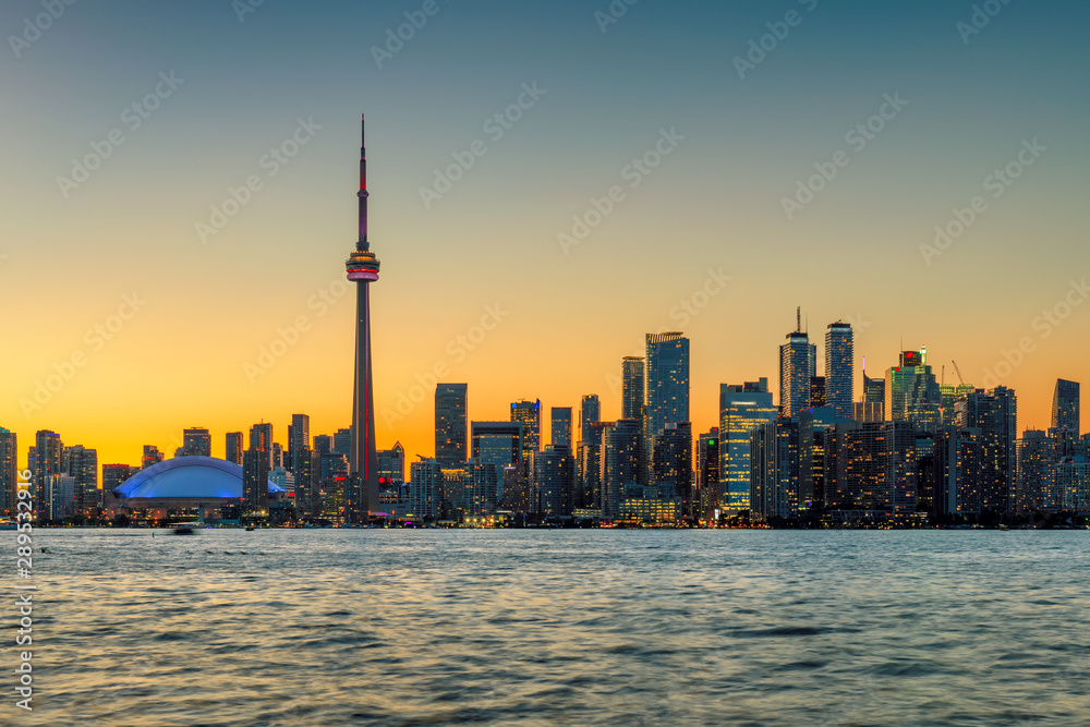 Toronto skyline at sunset - Toronto, Ontario, Canada. Vintage processed