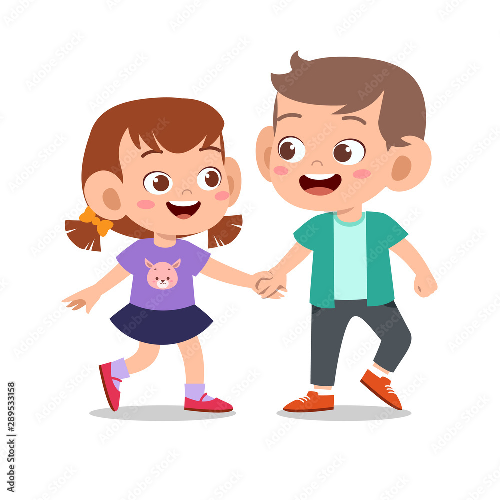 happy cute kid play with friend together