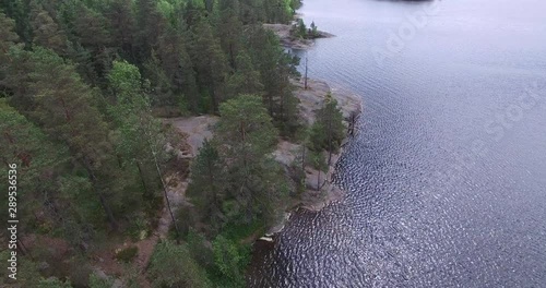 MEIKO, KIRKKONUMMI, FINLAND, JUNE 04, 2016. Aerial view of the beautiful and serene  natural reserve lake Meiko, in Kirkkonummi, Finland, on July 1st, 2014.  photo