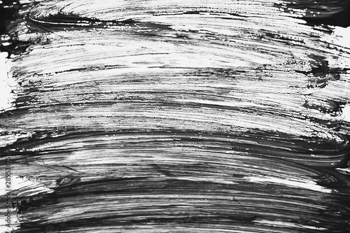Abstract gouache paint strokes in black and white painting for backgrounds