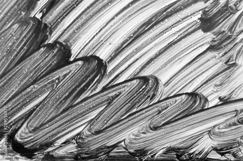 Abstract gouache paint strokes in black and white painting for backgrounds