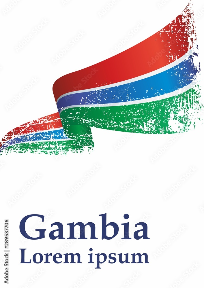 Fototapeta premium Flag of the Gambia, Republic of The Gambia. Template for award design, an official document with the flag of The Gambia. Bright, colorful vector illustration.