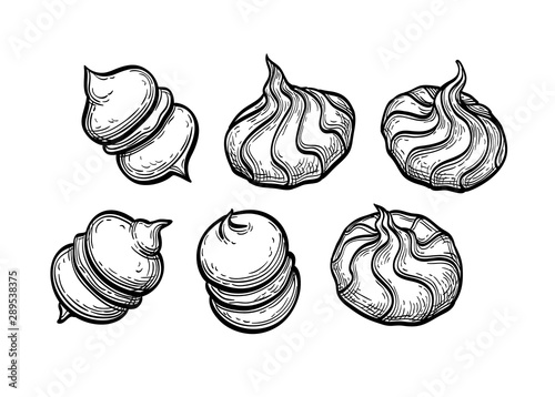 Photos Ink sketch of meringue cookies