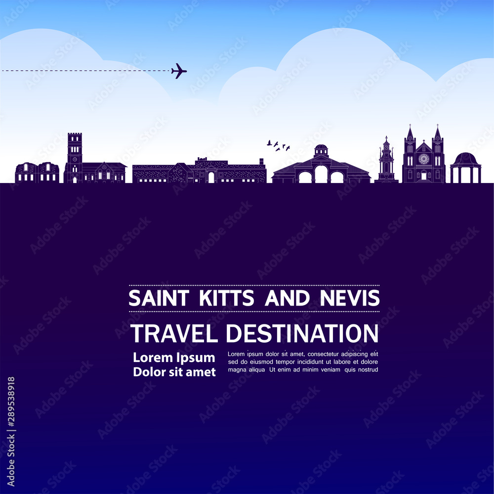 Saint Kitts and Nevis travel destination grand vector illustration.