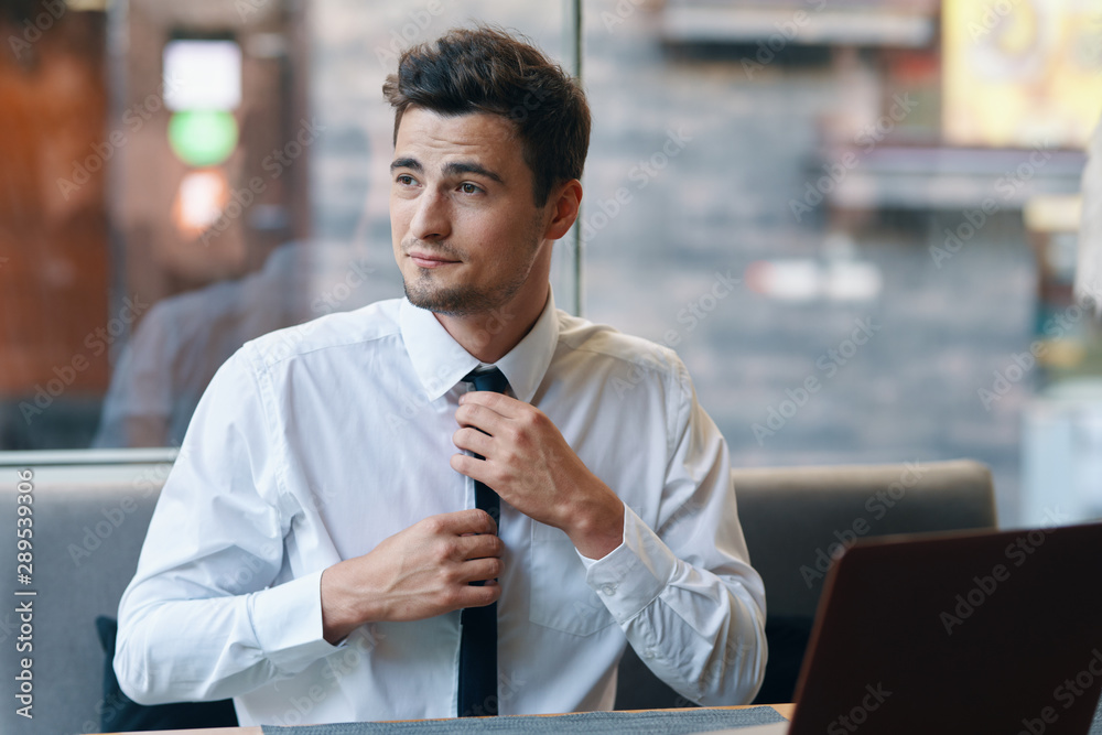 businessman using digital tablet in the city