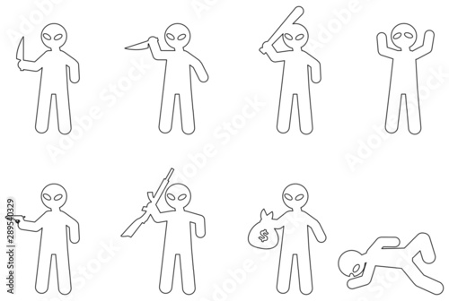Cartoon icons of bad guy