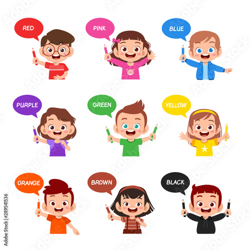 happy cute kid wear many color design