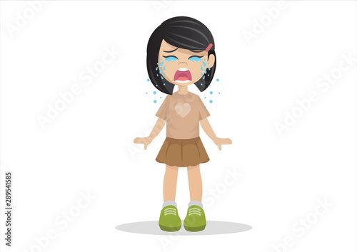 Girl standing crying.