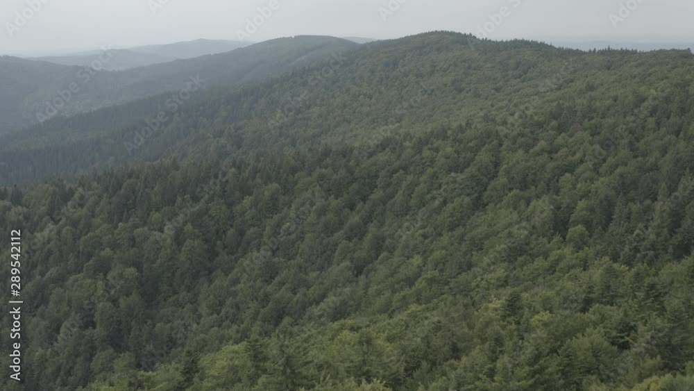 aerial view over mountains in Velke karlovice beskydy czech, This clip is available in two different gradings , 10bit color or dji color lut aerial view over mountains in Velke karlovice beskydy czech, This clip is available in two different gradings , 10bit color or dji color lut