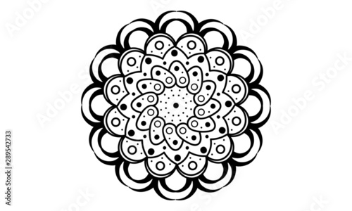 Black mandala pattern on white background