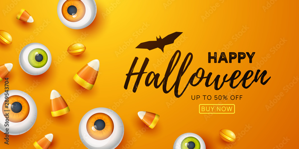 Naklejka premium Happy Halloween background. Vector illustration.