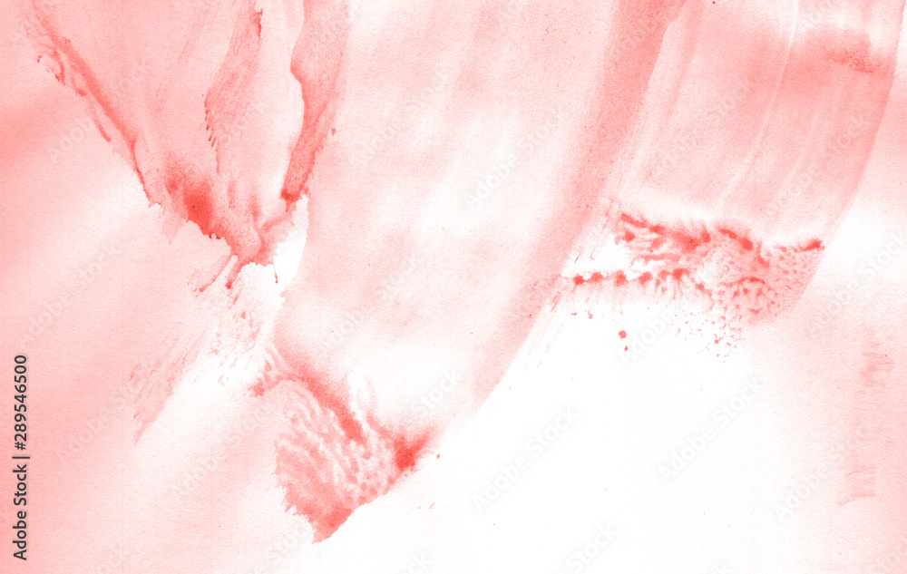 Fototapeta premium Abstract watercolor background hand-drawn on paper. Volumetric smoke elements. Red color. For design, web, card, text, decoration, surfaces.
