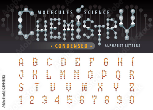Vector of abstract molecule cell Alphabet Letters and numbers