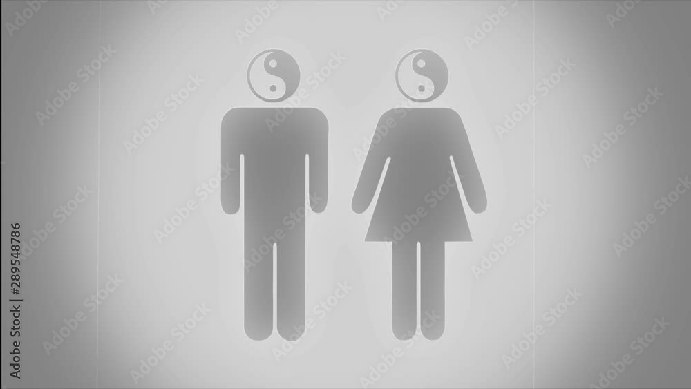 Black icons of man and woman with Yin Yang symbols instead of their ...