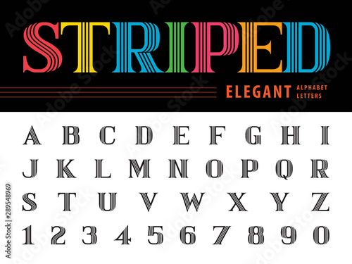 Elegant Alphabet Letters & numbers,Triple Line Stripes fonts