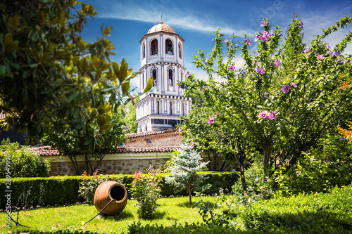 Bell tower and garden of the church of St. Constantine and Elena in Plovdiv (Bulgaria) photo