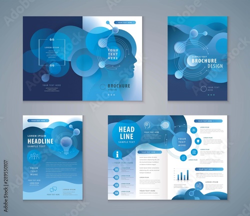 Cover Book Design Set, Abstract Blue Liquid Shape Fluid Design