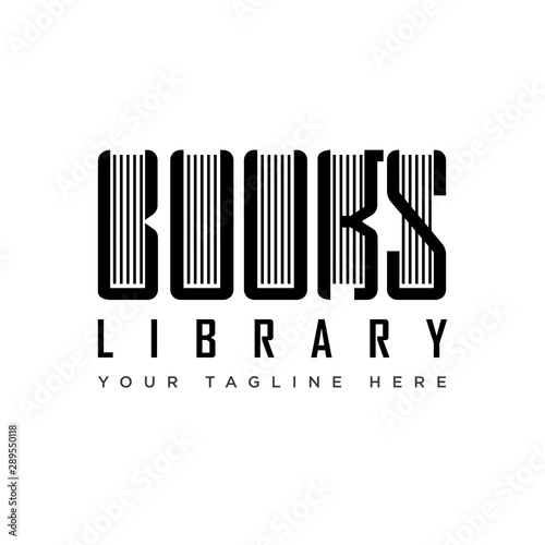 Simple typeface books logo with barcode style