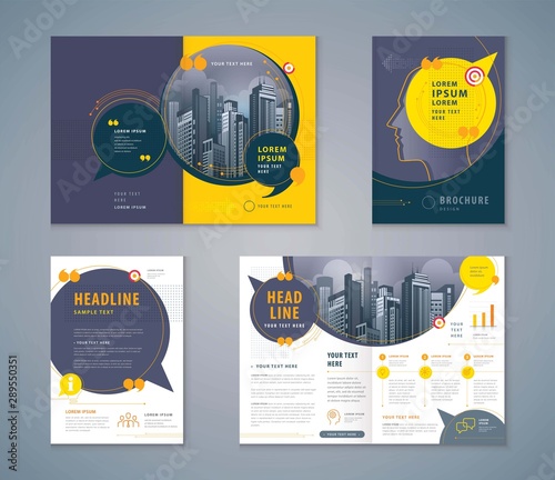 Cover Book Design Set, Speech Bubbles Background vector Template Brochures