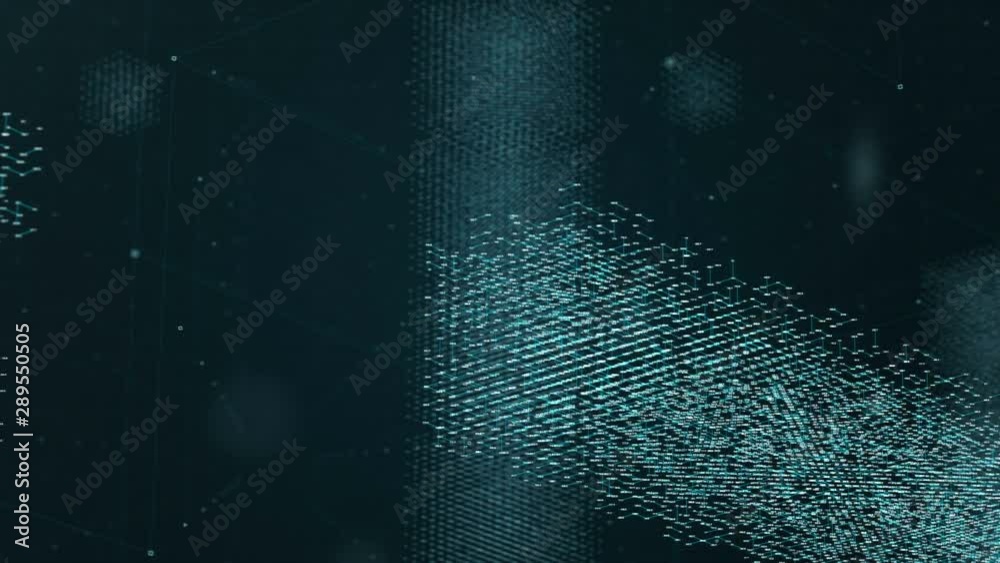 Blockchain Data Stream Animation. Cryptocurrency Technology Visualization