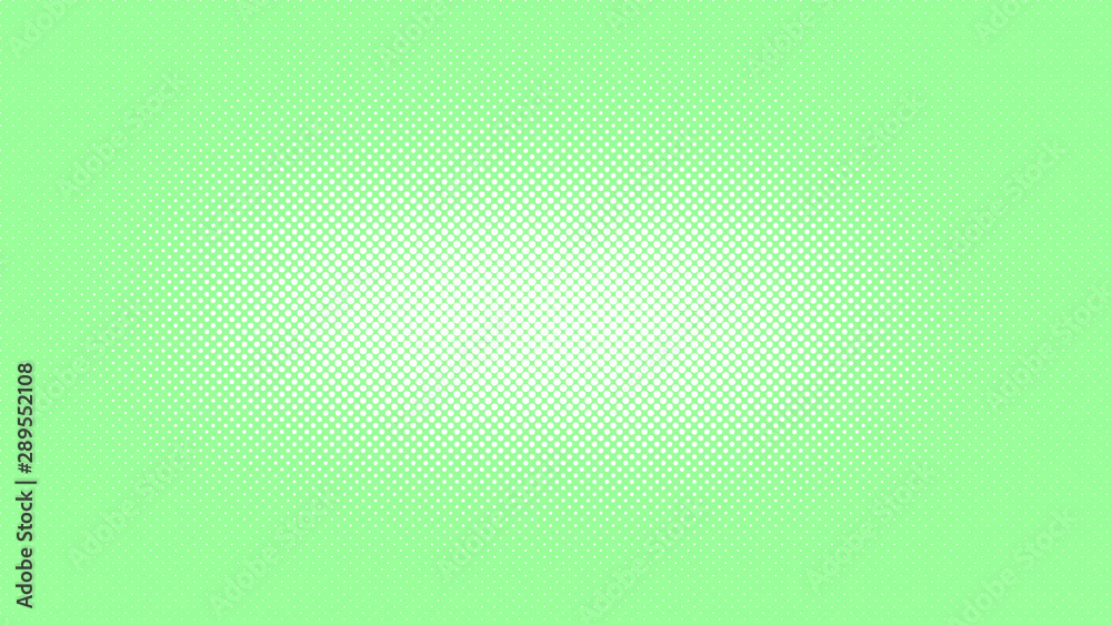 Light green pop art background in retro comic style with halftone dots, vector illustration of backdrop with isolated dots