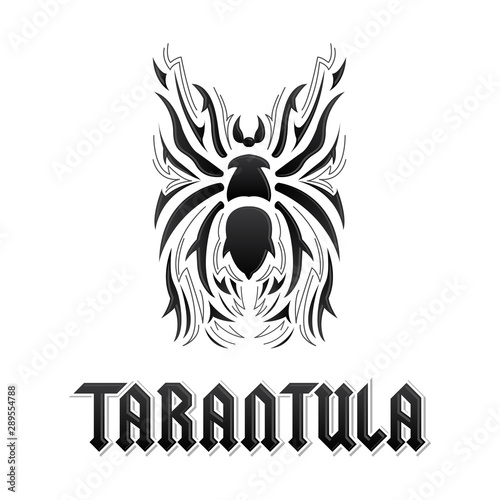 Tarantula Spider vector illustration and lettering design.