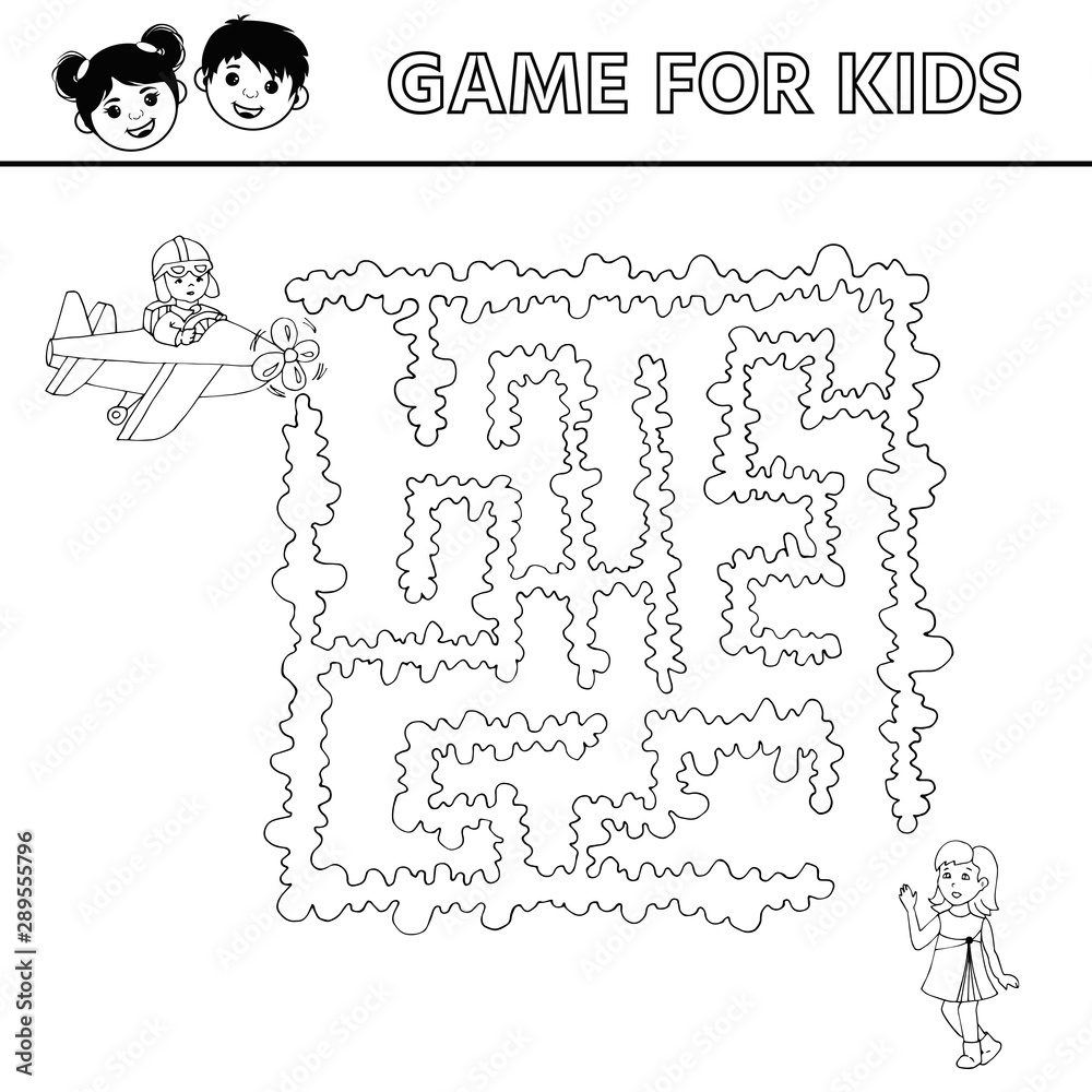 Obraz premium Cartoon maze for kids. Labyrinth. Development activity for preschool children.
