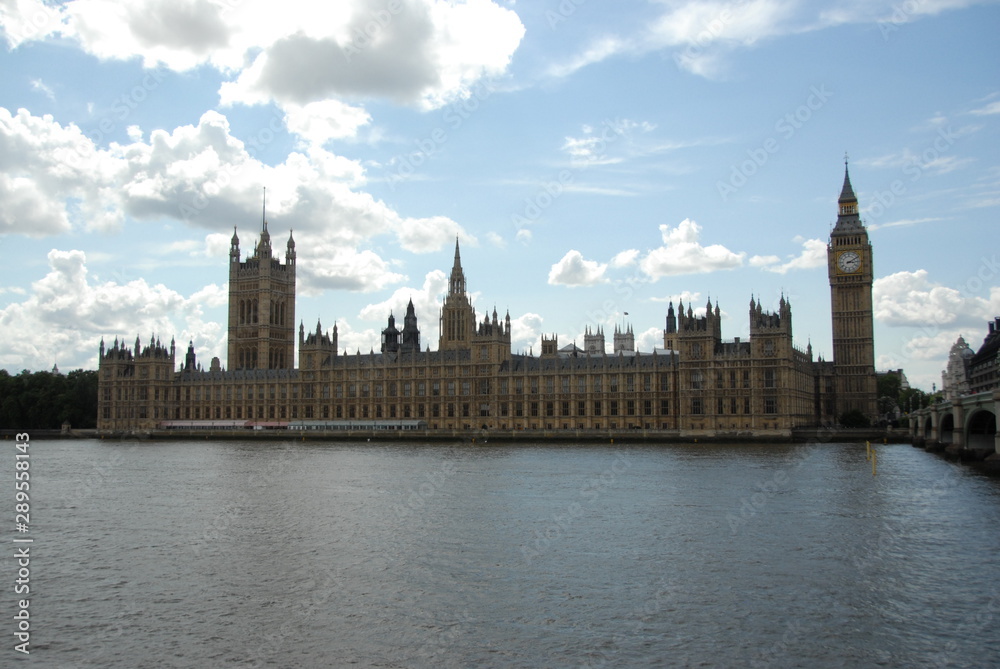 View Panoramic from Thames riverof Parliament in London United Kingdom