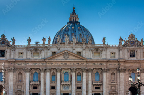 Facade and dome of the Papal Basilica of St. Peter in the Vatican