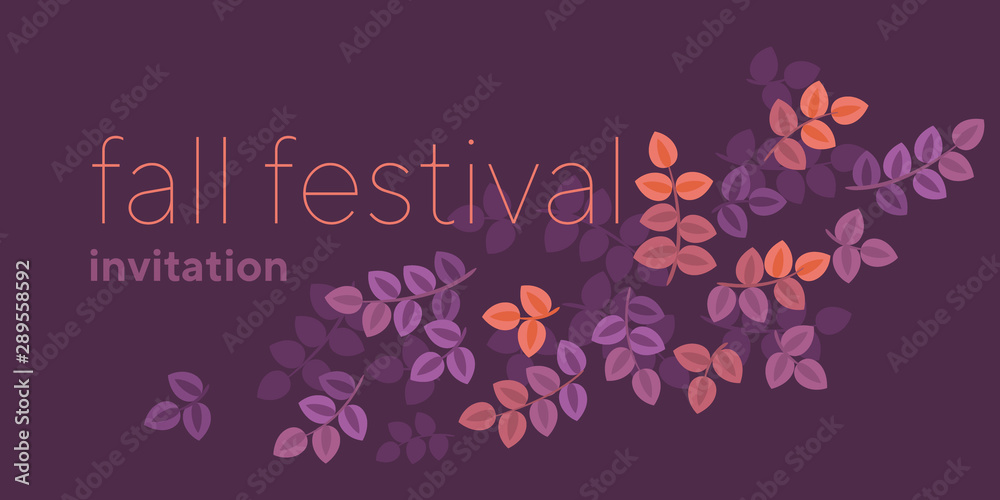 Elegant simple fall violet and pink leaves pattern