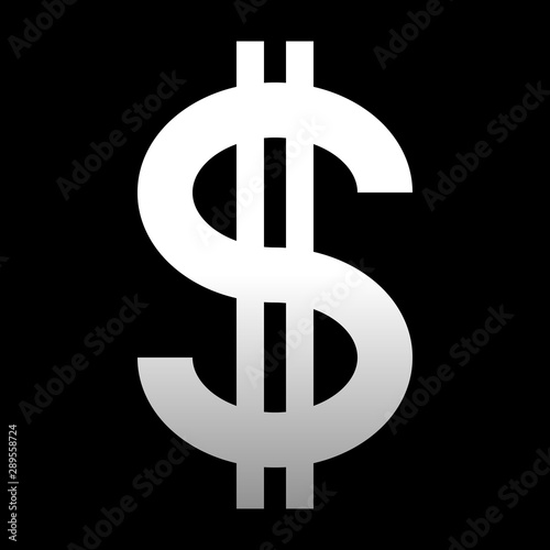 Dollar currency sign symbol - white simple gradient, isolated - vector