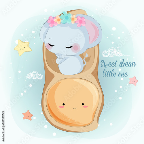 sleepy elephant and cute peanut