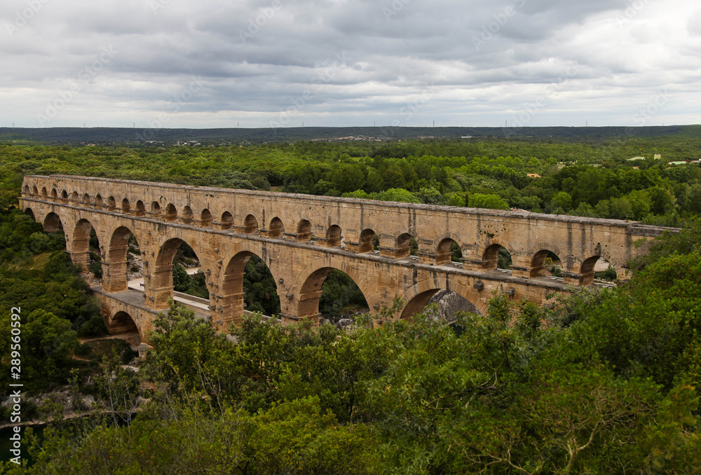 Aqueduct Pont du Gard,the bridge on river Gardon, Provence, France