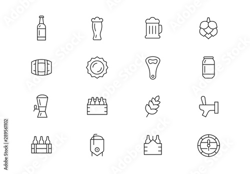 Beer thin line vector icons. Editable stroke