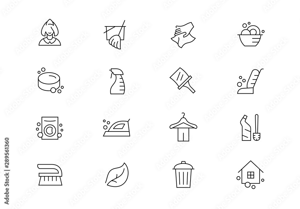 Cleaning thin line vector icons. Editable stroke Cleaning thin line vector icons. Editable stroke