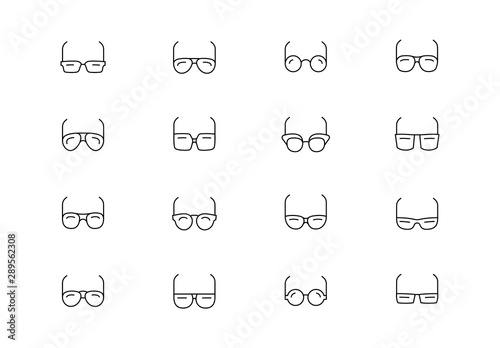 Eyeglasses thin line vector icons. Editable stroke