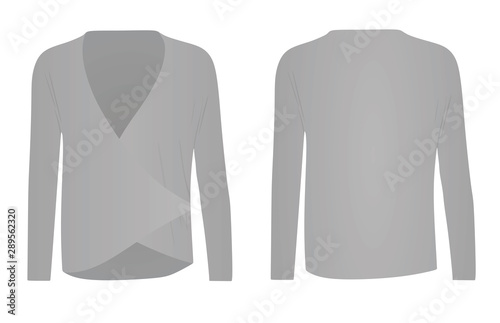 Women grey long sleeve shirt. vector illustration