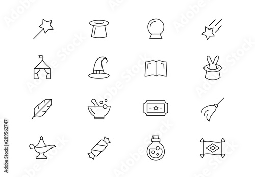 Magic thin line vector icons. Editable stroke