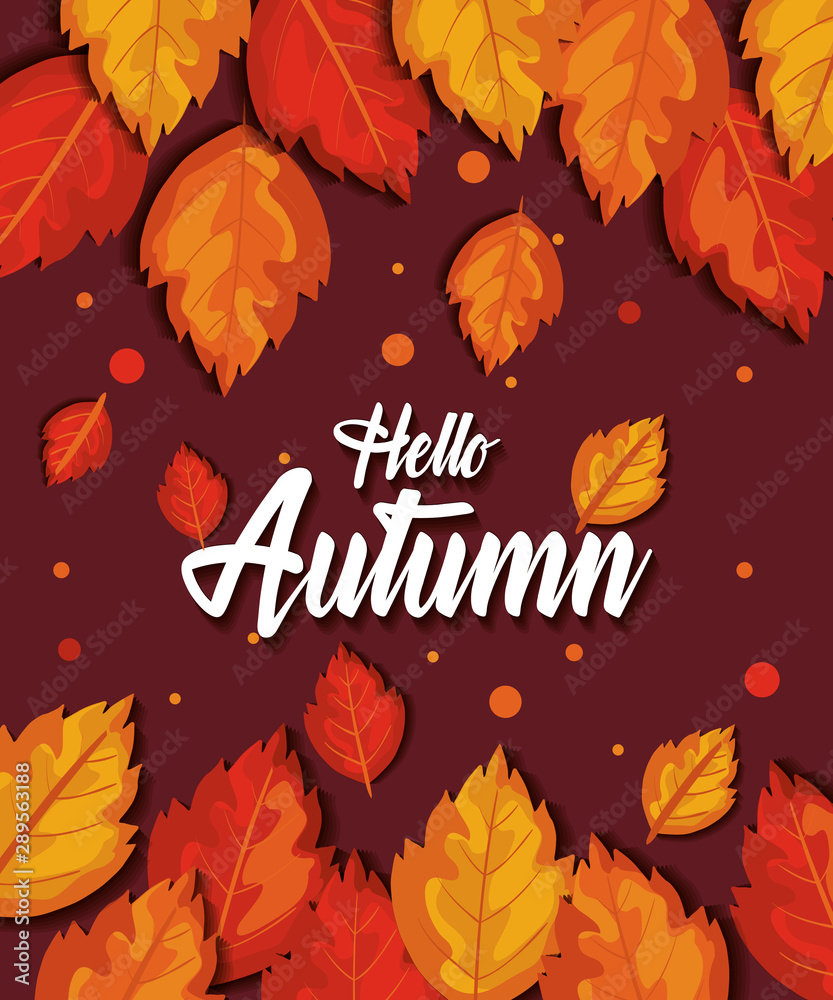 pattern hello autumn with leafs pattern hello autumn with leafs