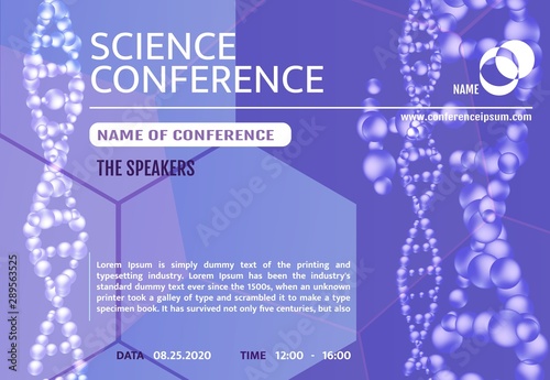 Science conference invitation concept. Advertising of scientific seminar.