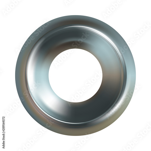 Steel washer. Realistic steel washer vector icon