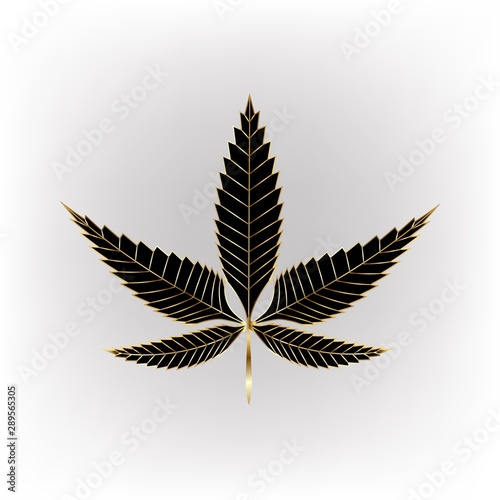 cannabis leaf black gold leaf vector