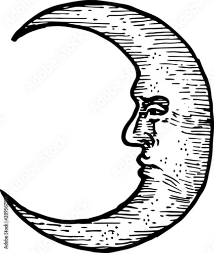 hand-drawn vintage moon