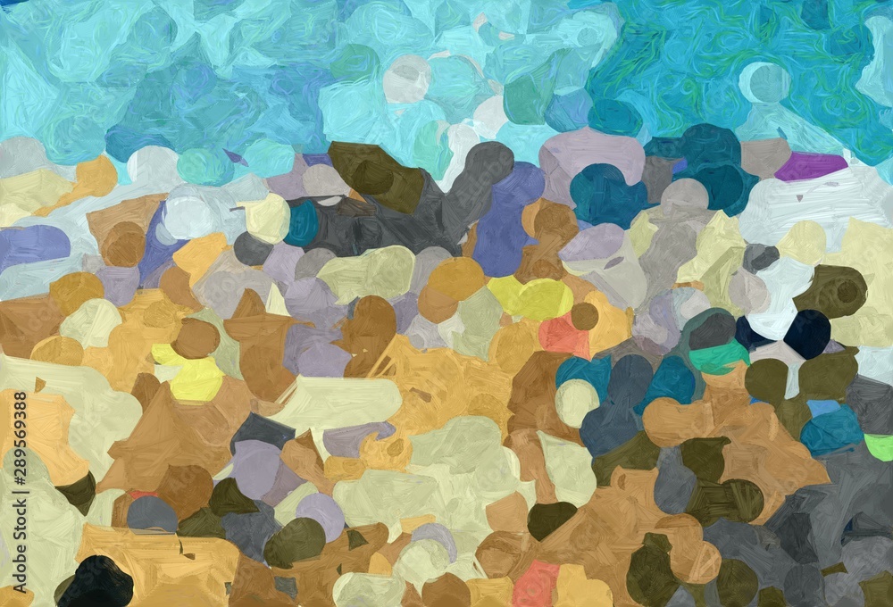 Fototapeta premium abstract decoration painting style with ash gray, tan and teal blue colors