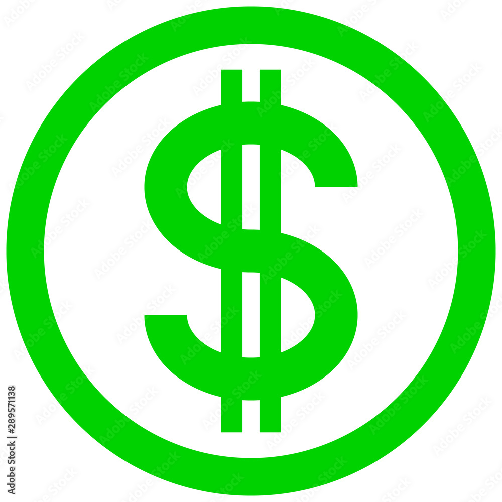 Dollar currency sign symbol - green simple inside of circle, isolated - vector Dollar currency sign symbol - green simple inside of circle, isolated - vector