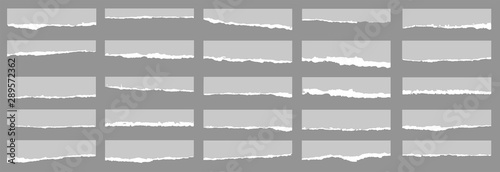 Torn sheets of paper. A set of torn paper and strips of paper on a dark background. Vector illustration.