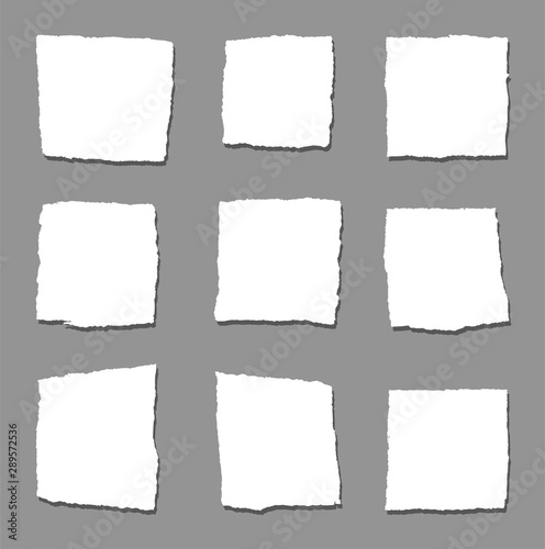 Torn sheets of paper. A set of torn paper and strips of paper on a dark background. Vector illustration.