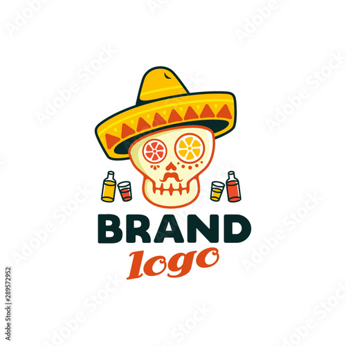 template logo sugar skull, mexican skull logo 