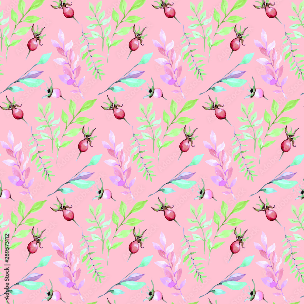 Dog-rose fruit and branches winter tiny seamless pattern Dog-rose fruit and branches winter tiny seamless pattern